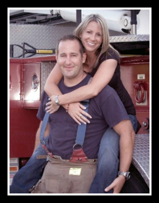 Mark and Carey by a fire truck